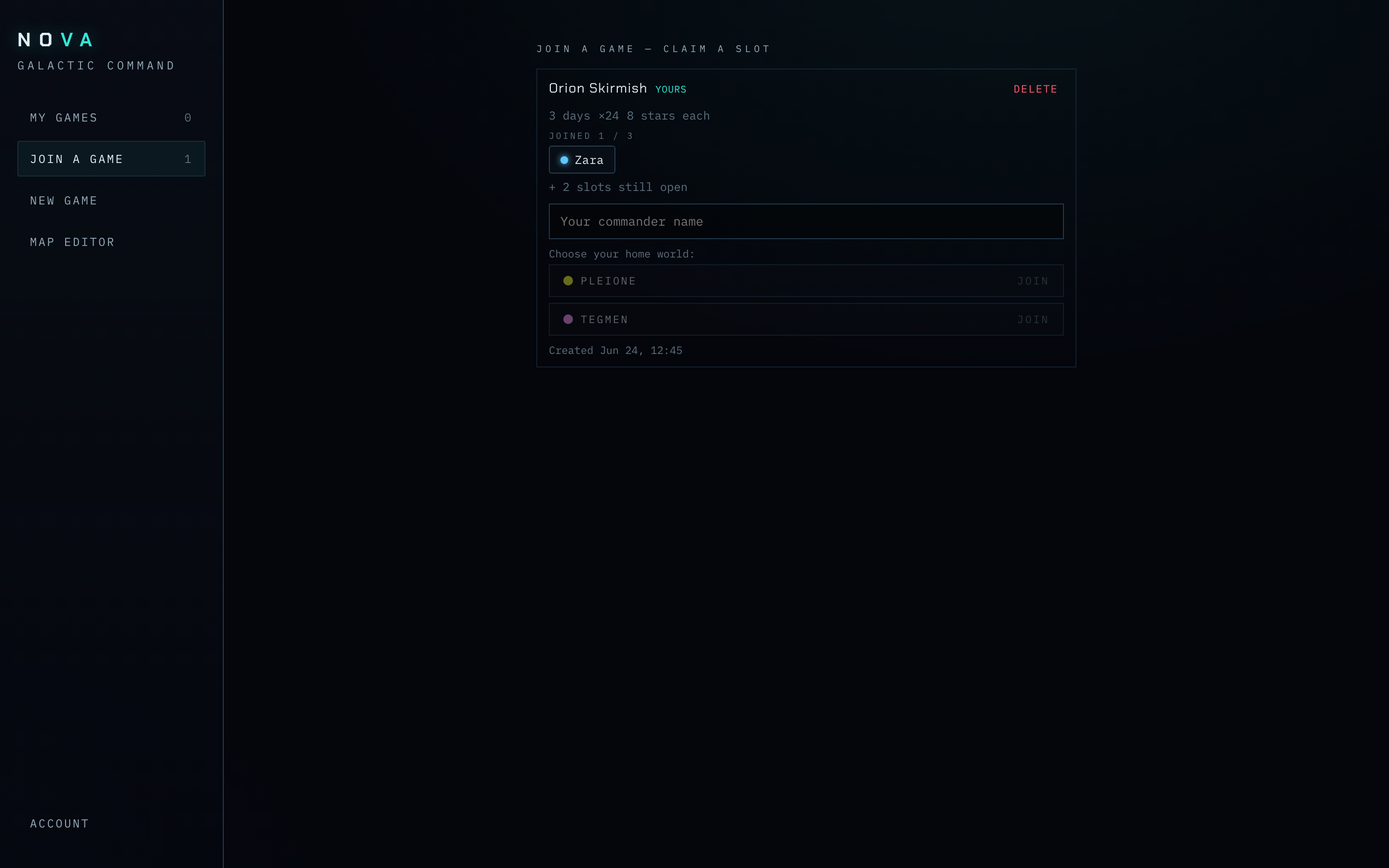 The enrollment screen.