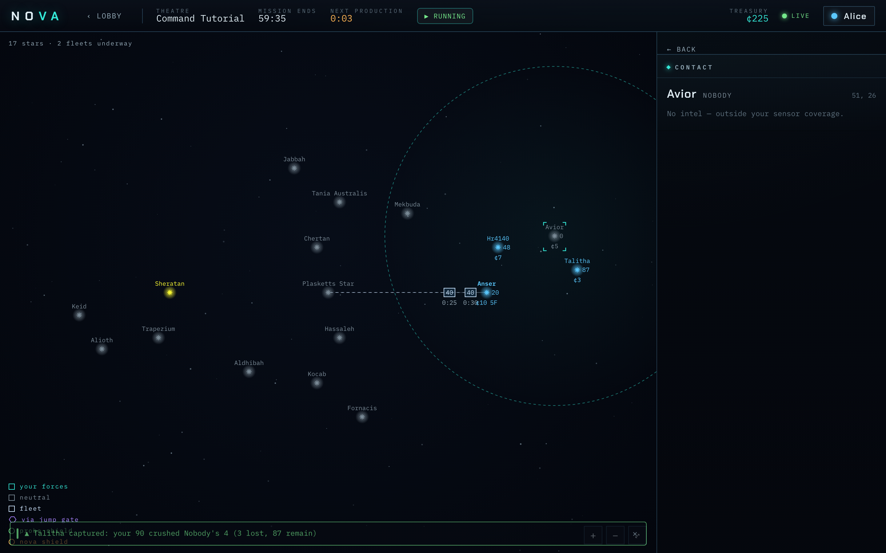 A spy probe revealing enemy defences.