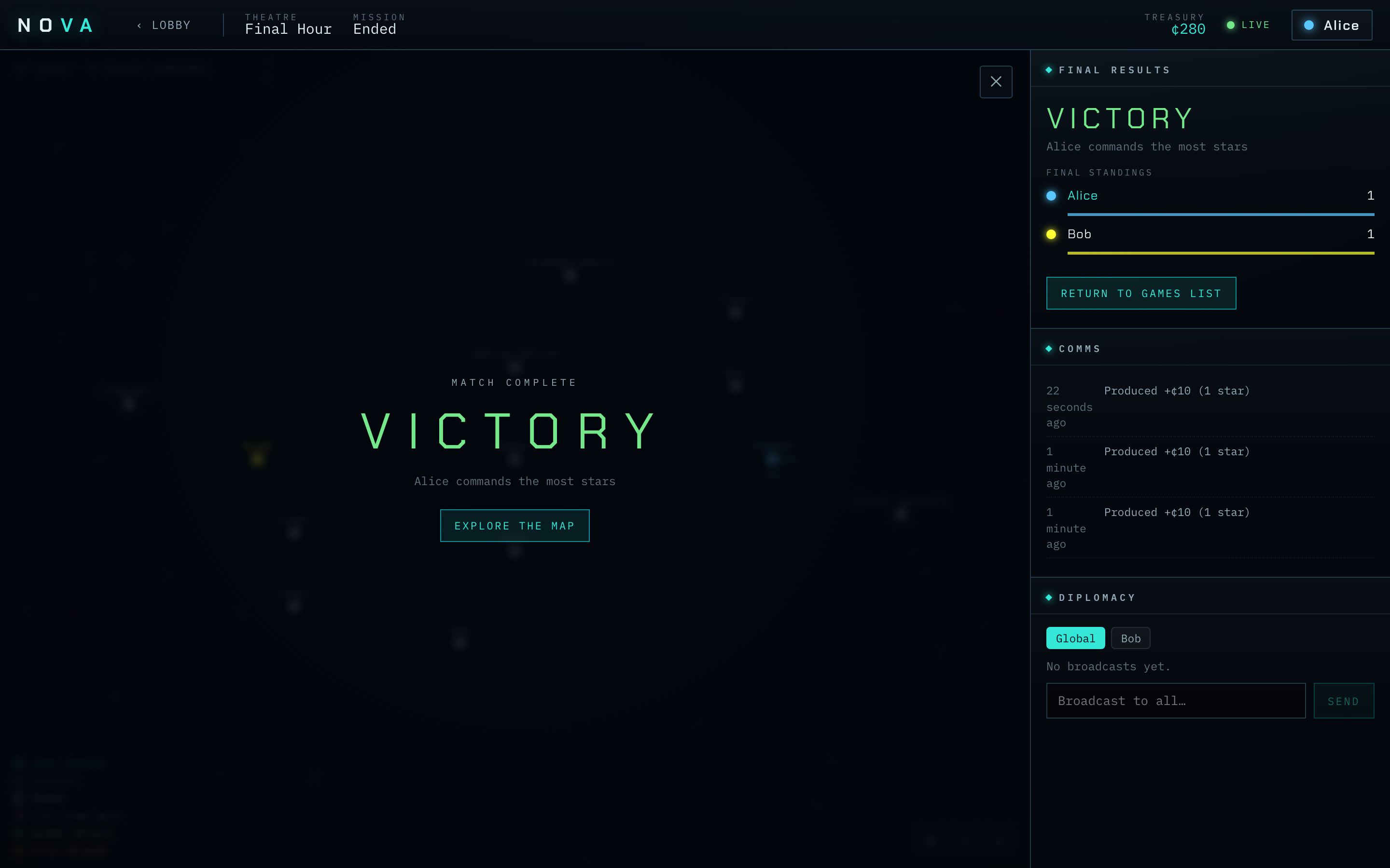 The victory screen.